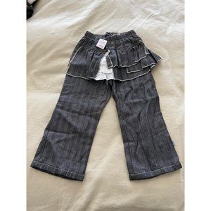 NWT Jean Bourget Designer Black Stripe Jean Pants w/Skirt - Size 3